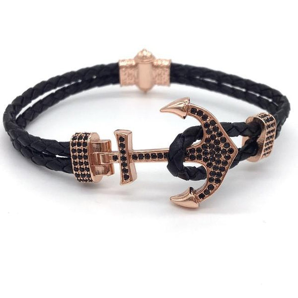 Cubic Zirconia Paved Anchor Bracelet