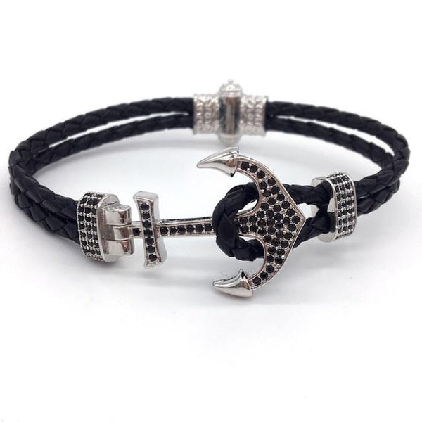 Cubic Zirconia Paved Anchor Bracelet