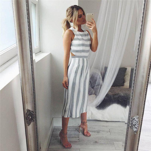 Natalia - Casual Striped Jumpsuit