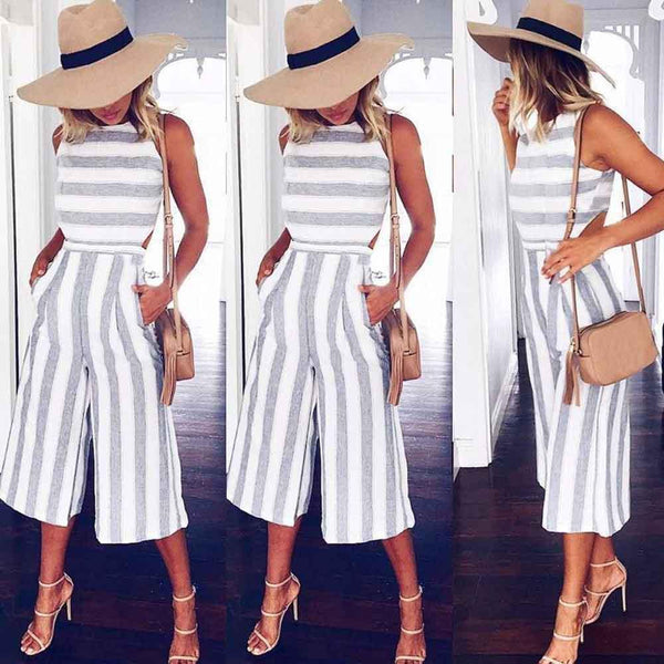 Natalia - Casual Striped Jumpsuit