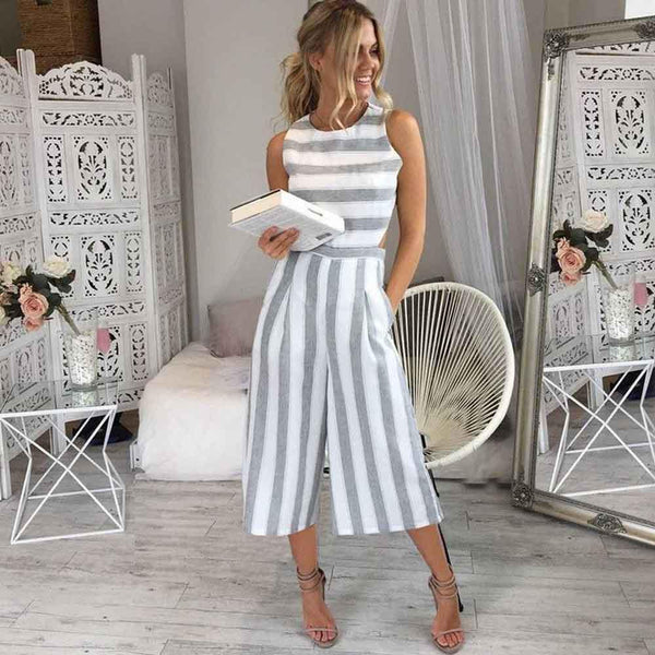 Natalia - Casual Striped Jumpsuit